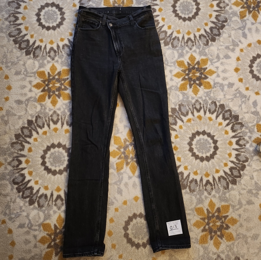 Abercrombie criss cross waist straight leg jeans black 28L